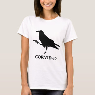 白いCorvid-19女性用基本Tシャツ Tシャツ