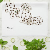 白いDalmatian子犬の台所タオル キッチンタオル (折り畳み)