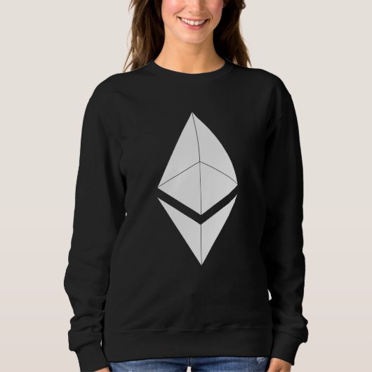 白いEthereum記号1 スウェットシャツ (正面)