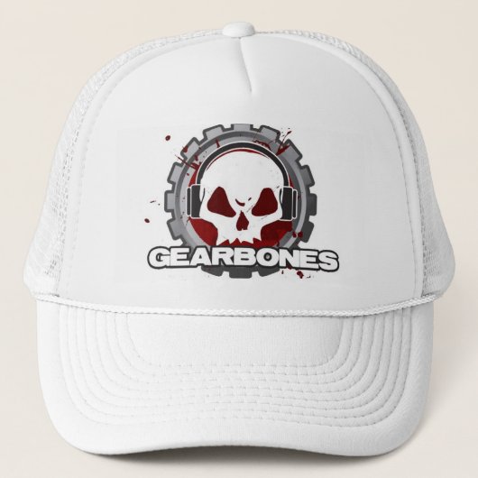 白いGearBonesのトラック運転手の帽子 キャップ (正面)