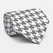 白いGray Pied de Poule Houndstooth ネクタイ (ロール)