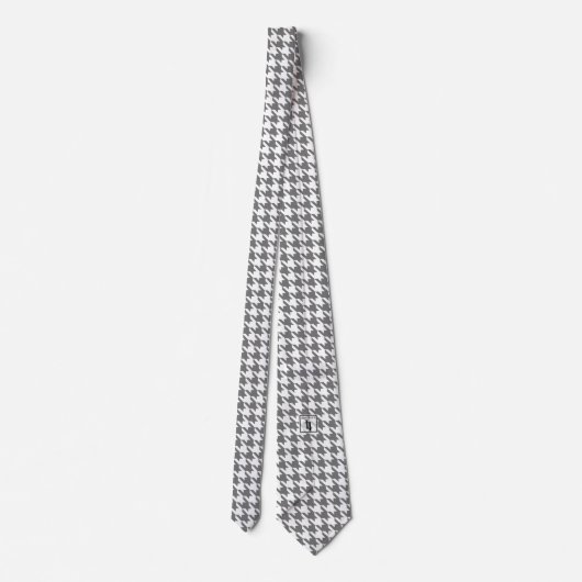 白いGray Pied de Poule Houndstooth ネクタイ (裏面)