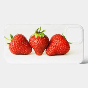 白いIphcnに3個のイチゴ iPhone 13ケース