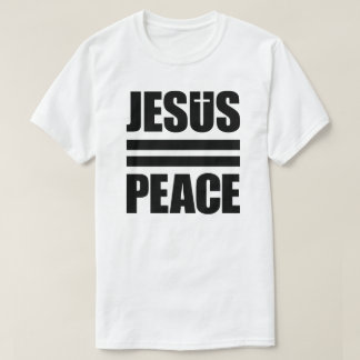 白いJESUS=PEACE黒いワイシャツ Tシャツ