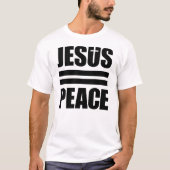 白いJESUS=PEACE黒いワイシャツ Tシャツ (正面)