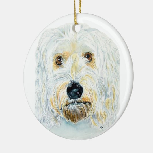 白いLabradoodle セラミックオーナメント (左)