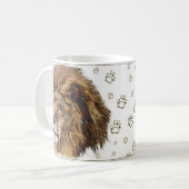白いLion Paw Print Mug王 コーヒーマグカップ (正面左)