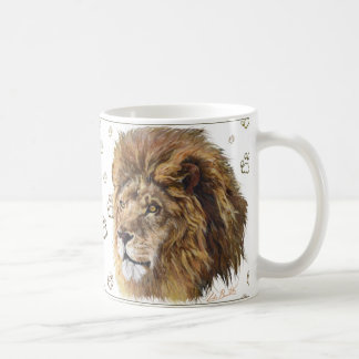 白いLion Paw Print Mug王 コーヒーマグカップ