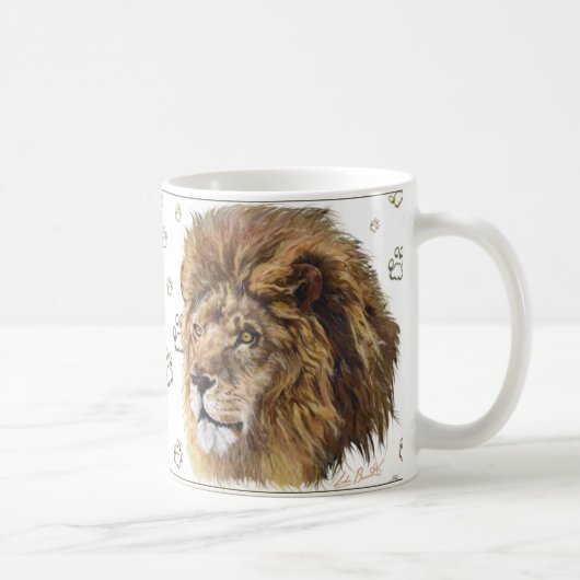 白いLion Paw Print Mug王 コーヒーマグカップ (右)