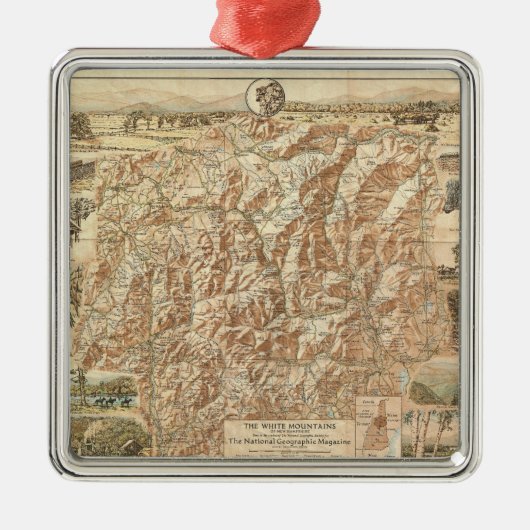 白いMountains (1937年)のヴィンテージの地図 メタルオーナメント (正面)