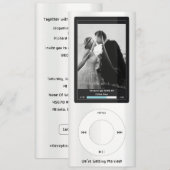 白いMP3ミュージックプレーヤーの結婚式 招待状 (正面/裏面)