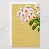 白いPhalaenopsis蘭の花文房具 便箋 (正面/裏面)