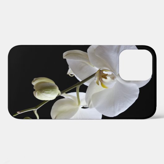 白いPhalaenopsis Orchid on Black Case-Mate iPhoneケース (裏面 (横))