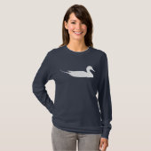 白いPintailのアヒルの鳥のプリント Tシャツ (正面フル)