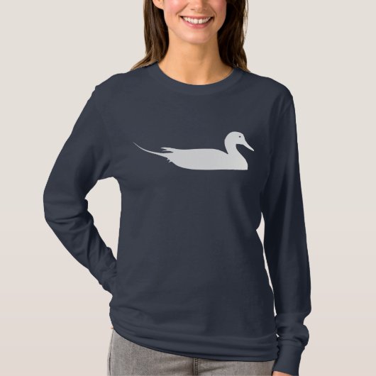 白いPintailのアヒルの鳥のプリント Tシャツ (正面)