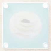 白いRanunculusの花ガラスのコースター ガラスコースター (裏面)