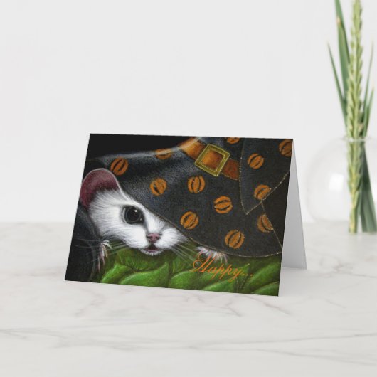 白いRAT/MICE/MOUSEハロウィンカード カード (正面)