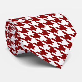 白いRed Pied de Poule Houndstooth ネクタイ