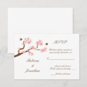 白いRSVPの桜 出欠カード (正面/裏面)