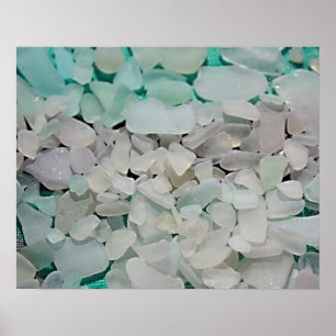 白いSeafom Seaglass ポスター