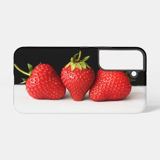 白いsgaの上に黒のイチゴ samsung galaxyケース (裏面横)