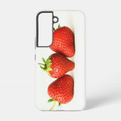 白いSgcnaに3つのイチゴ Samsung Galaxyケース (裏面)