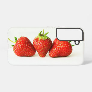 白いSgcnaに3つのイチゴ Samsung Galaxy S22ケース