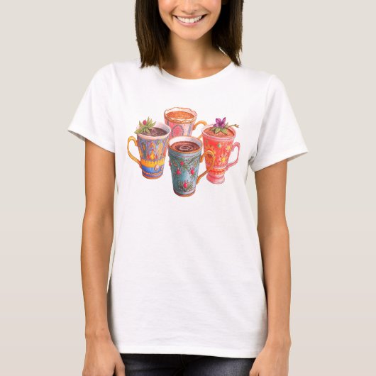 白いSSの美味しいコーヒーの美しいカップ Tシャツ (正面)