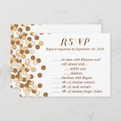 白いStardust R.S.V.P.の金ゴールドの点 出欠カード (正面/裏面)