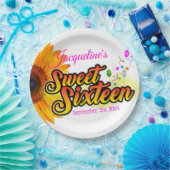 白いSweet sixteen ペーパープレート (パーティー)