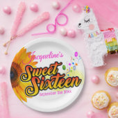 白いSweet sixteen ペーパープレート (パーティー)