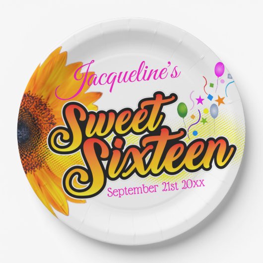 白いSweet sixteen ペーパープレート (正面)