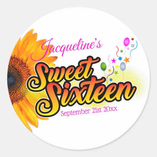 白いSweet sixteen ラウンドシール (正面)