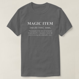 白いTシャツに書かれた魔法のアイテムの面白い装備の定義 Tシャツ