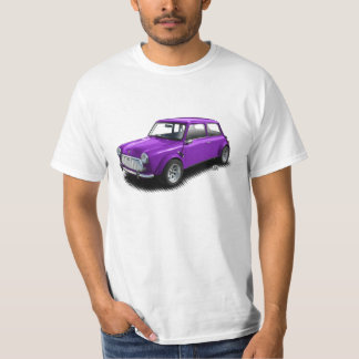 白いTシャツのクラシックな紫色の小型車 Tシャツ