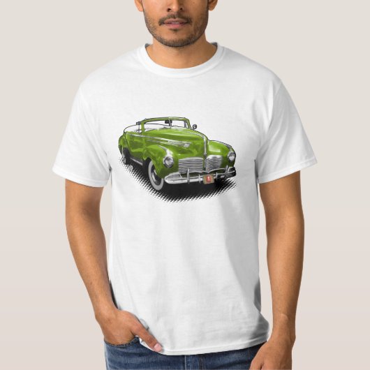 白いTシャツのハドソン緑の変換可能な車 Tシャツ (正面)