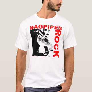 白いTシャツのバグパイプの石 Tシャツ