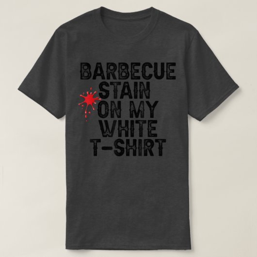 白いTシャツのバーベキューの汚れ Tシャツ (デザイン正面)