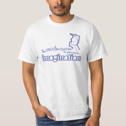 白いTシャツの想像力を青に制限する Tシャツ (正面)
