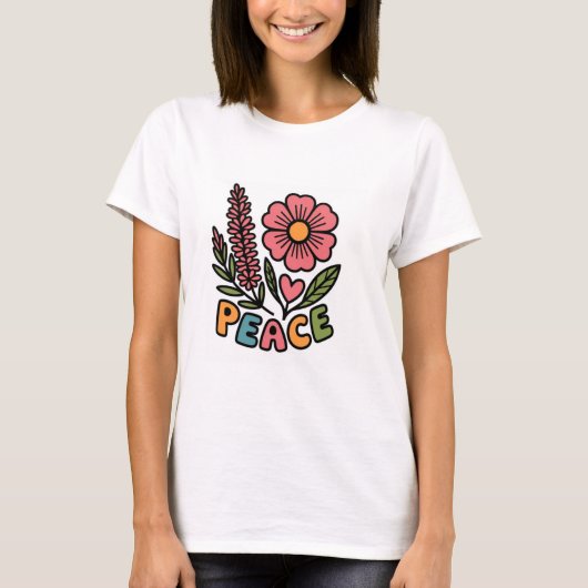 白いTシャツの美しいデザインと花の場所 Tシャツ (正面)