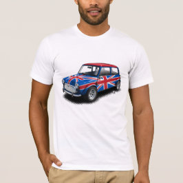 白いTシャツの英国国旗のクラシックな小型車 Tシャツ