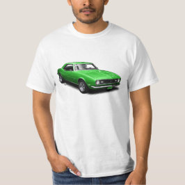 白いTシャツの青リンゴ色のCamaro Tシャツ