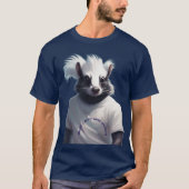 白いTシャツを着た空想的な人間化したスカンク Tシャツ (正面)