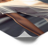 白いTシャツを着空白のた女性モデル ポスター (角)