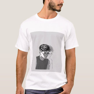 白いTシャツ ハーフスリーブ 男性顔デザイン Tシャツ
