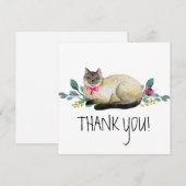 白いThank+Youカードの上の可愛いシャム猫 (正面/裏面)