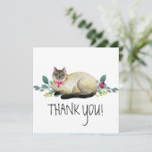 白いThank+Youカードの上の可愛いシャム猫 (スタンド正面)
