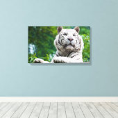 白いTigerキャンバスの印刷 キャンバスプリント (インサイチュ (ウッドフロア))