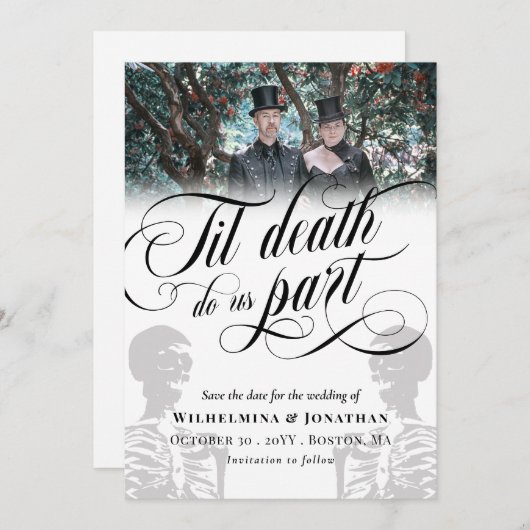 白いTil死Do Usパートフォトセーブ日付 セーブザデート (正面/裏面)