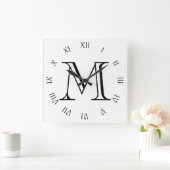 白いwccnに黒い文字のローマ数字 スクエア壁時計 (ホーム)